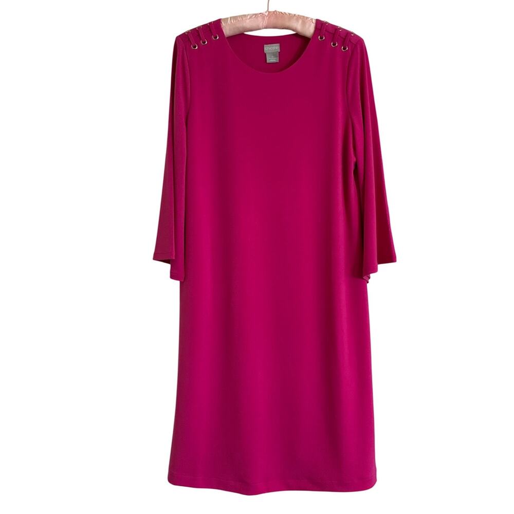 Chico's Dress S Bright Pink Minimalist Chic Feminine Wedding Guest